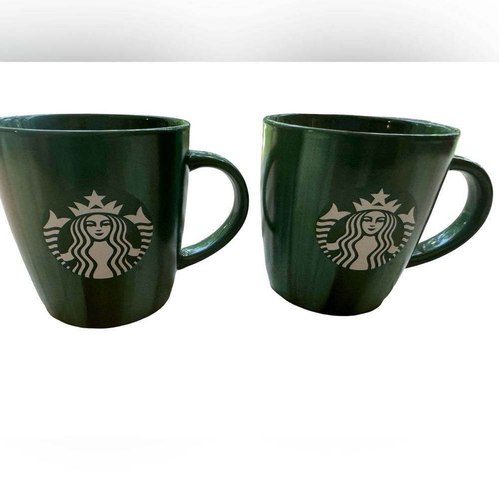 Starbucks‎ brush stroke green stipe mugs (2)